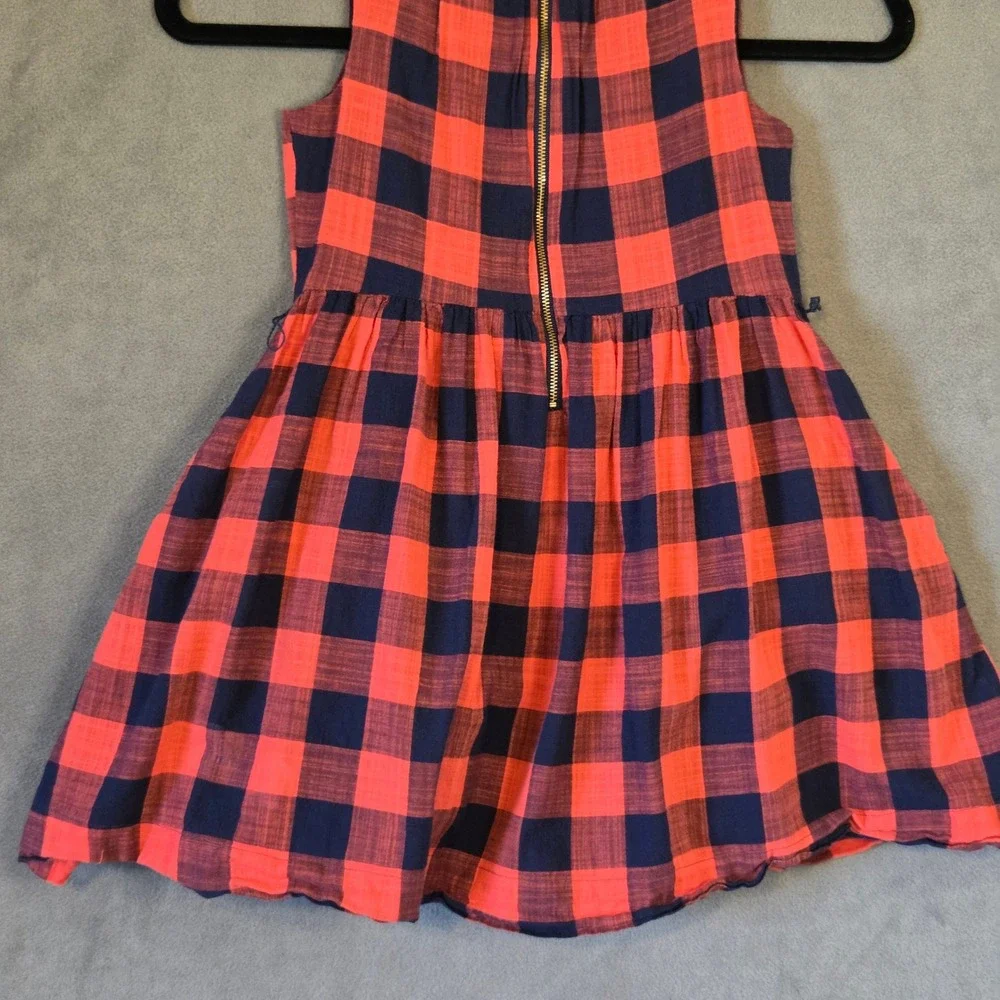 Crewcuts Buffalo Plaid Dress Girl's Size 6 Gingham Cotton Lined Zip Christmas